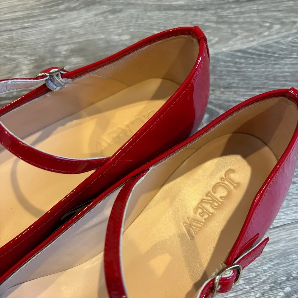 J.Crew Red Patent Leather Pointed Toe Mary Jane Ballet Flats Sz 10.5 EUC - Picture 8 of 10